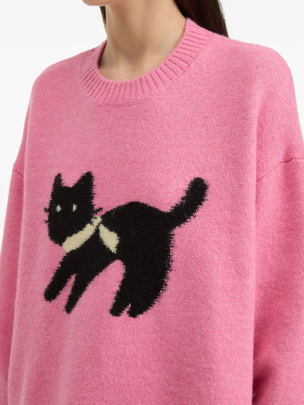 Tout A Coup Cat-detail Sweater In Pink