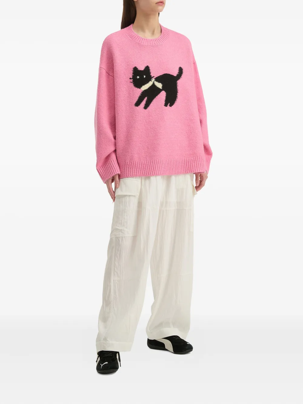 Tout A Coup Cat-detail Sweater In Pink