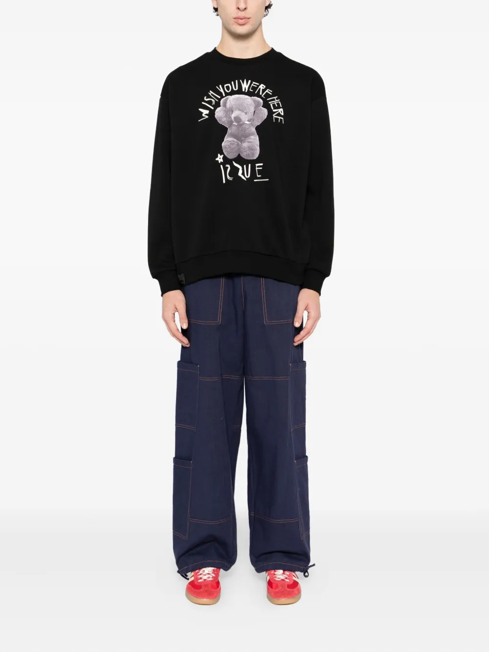 Izzue Katoenen sweater met print - Zwart