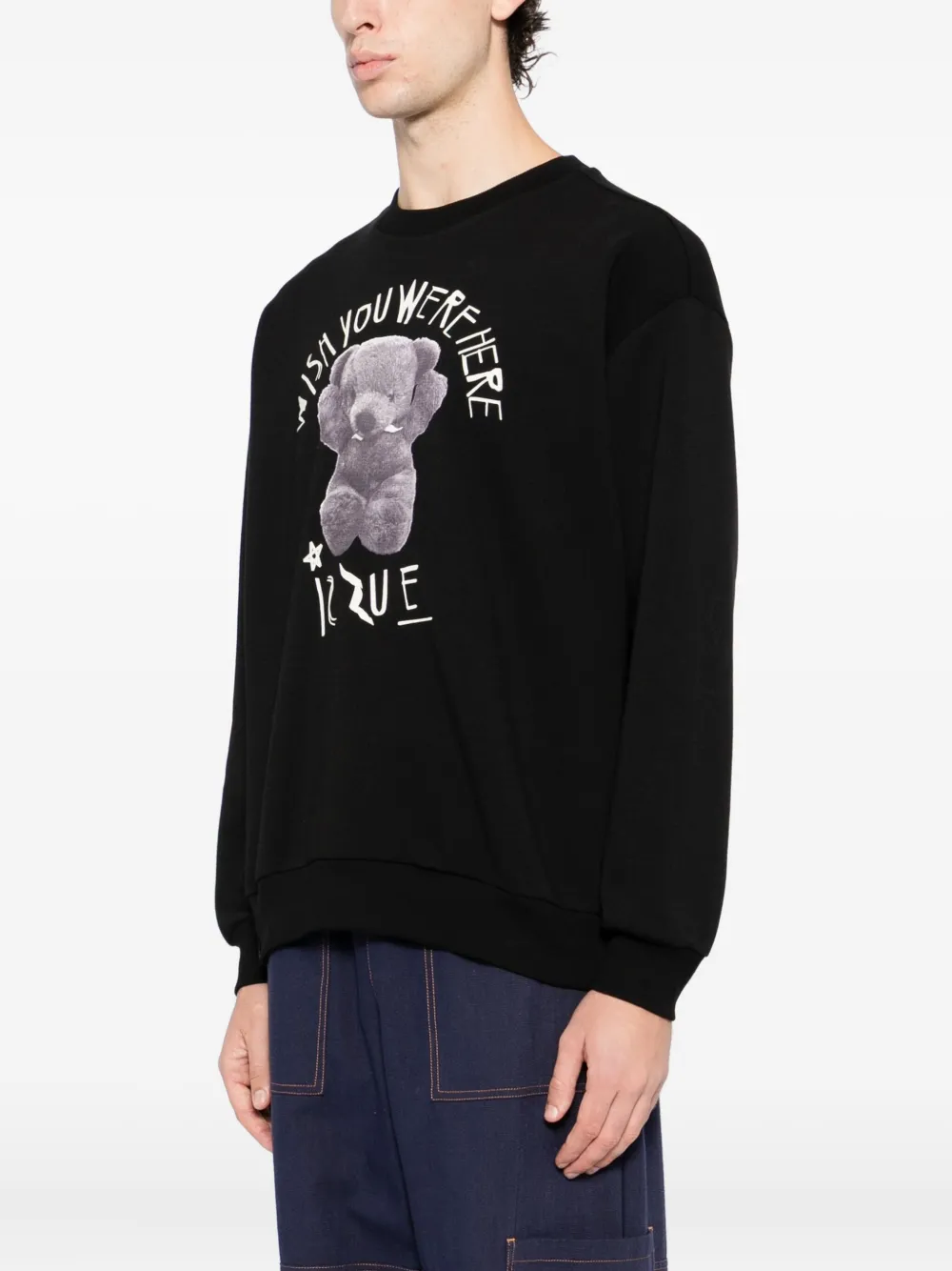 Izzue Graphic-print Cotton Sweatshirt In Black