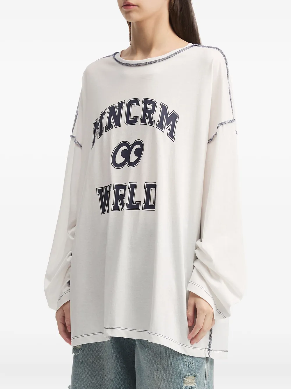 Mini Cream Graphic-print Long-sleeve T-shirt In Multi
