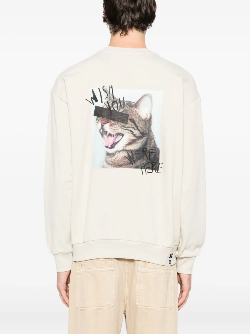 izzue Katoenen sweater met print Beige