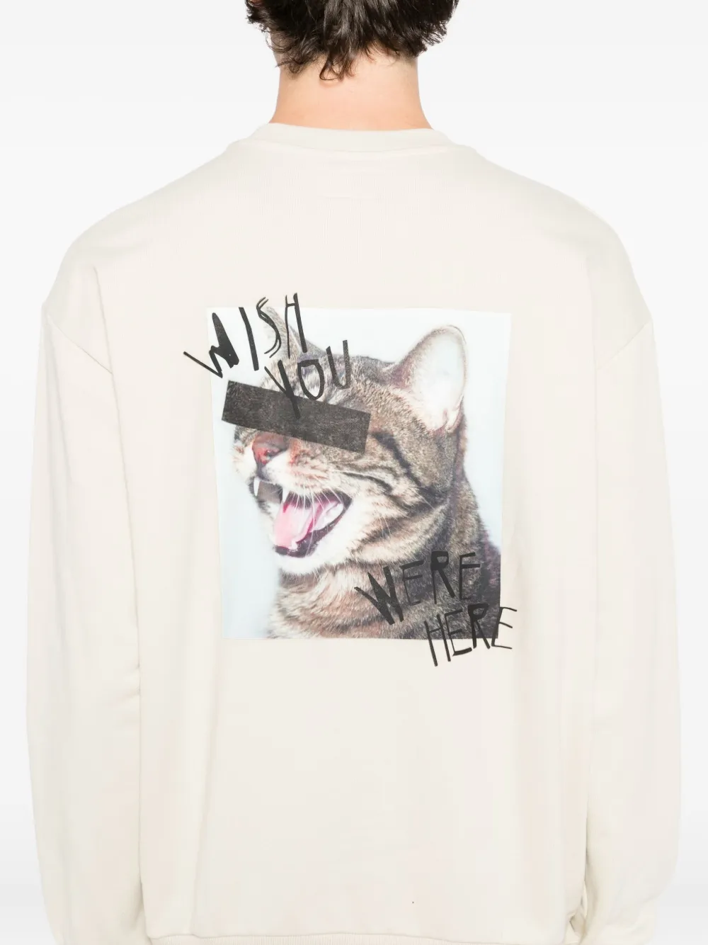 izzue Katoenen sweater met print Beige