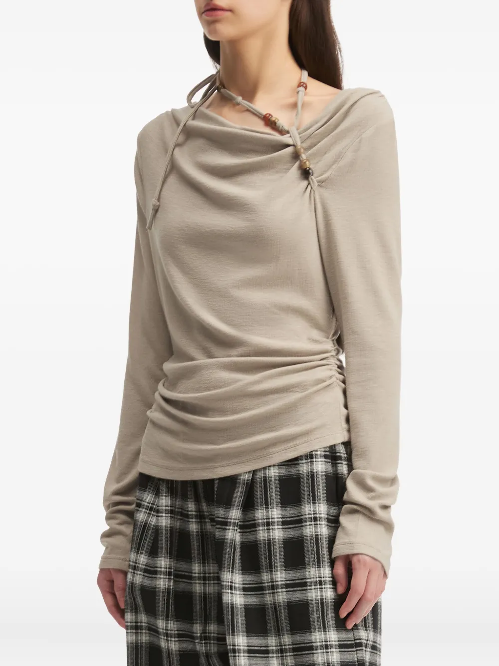 b+ab T-shirt verfraaid met kralen en lange mouwen Beige