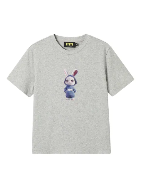 Mini Cream rabbit-print cotton top