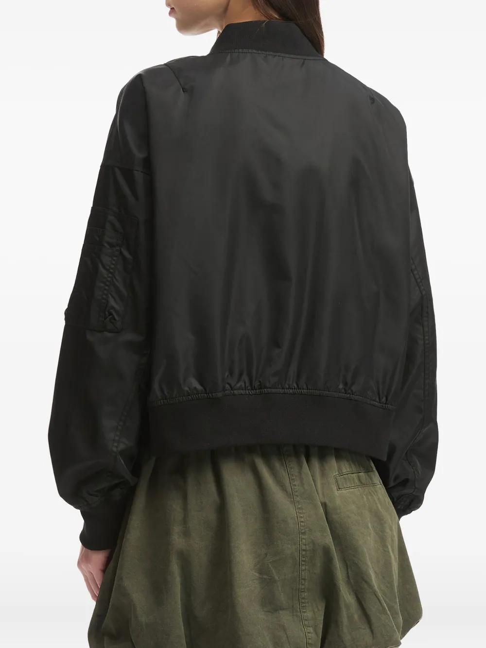 Fingercroxx Embroidered Pocket Bomber Jacket In Black