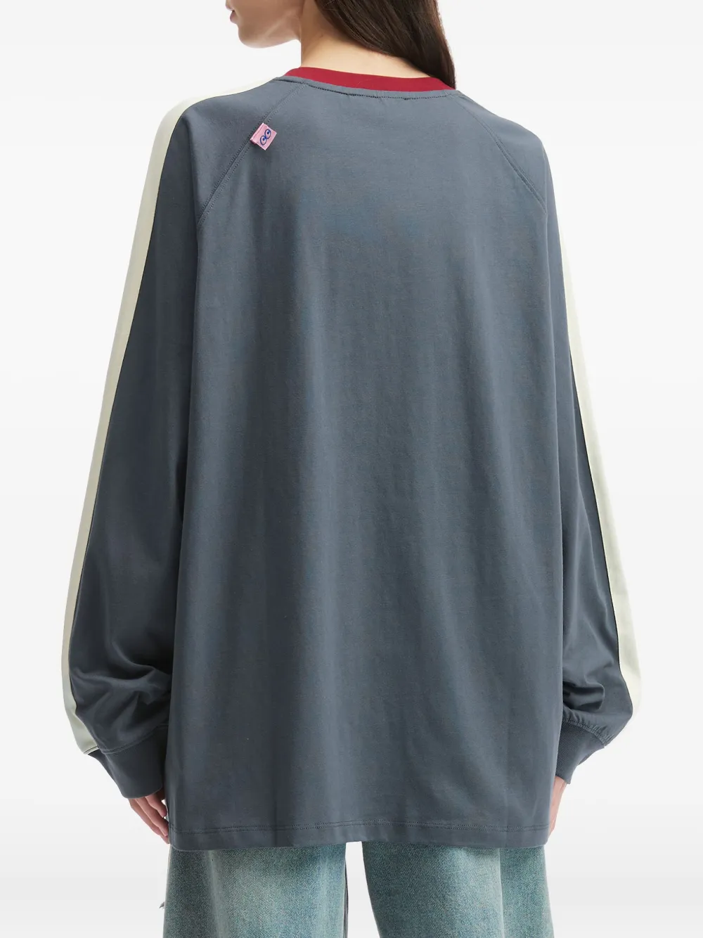 Mini Cream Raglan-sleeve Logo-print Top In Blue