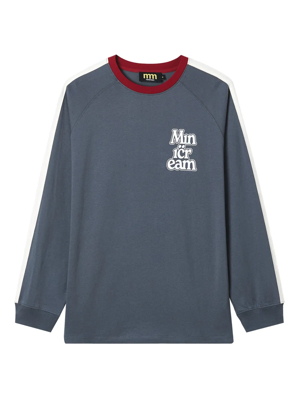 Mini Cream Raglan-sleeve Logo-print Top In Blue