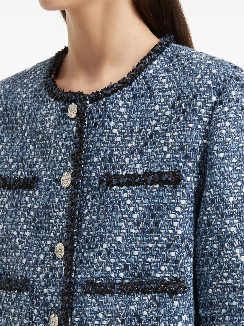 B+ab Buttoned Tweed Jacket In Blue