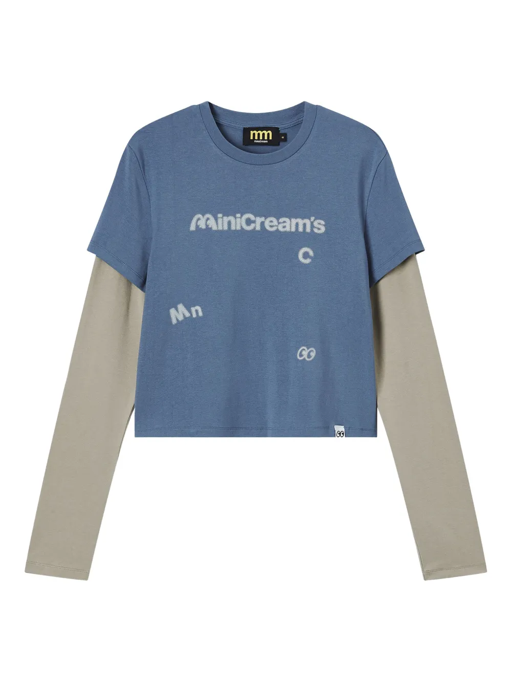 Mini Cream Layered Graphic-print Top In Blue