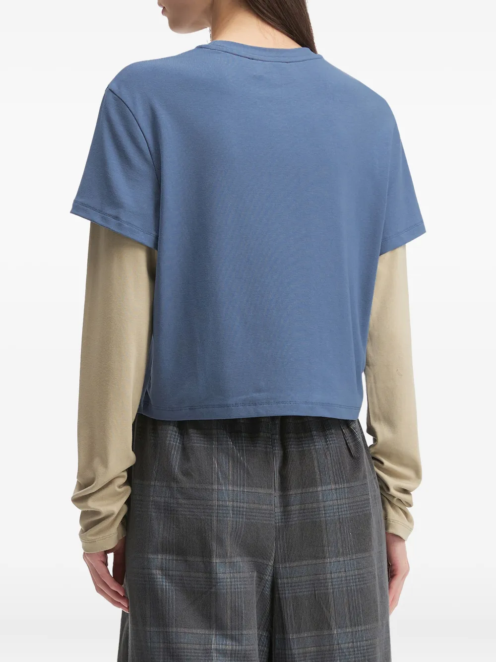 Mini Cream Layered Graphic-print Top In Blue