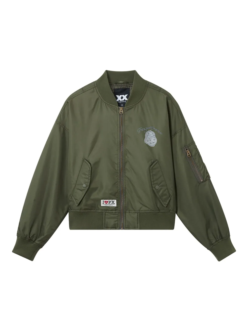 Fingercroxx Embroidered-patch Bomber Jacket In Burgundy