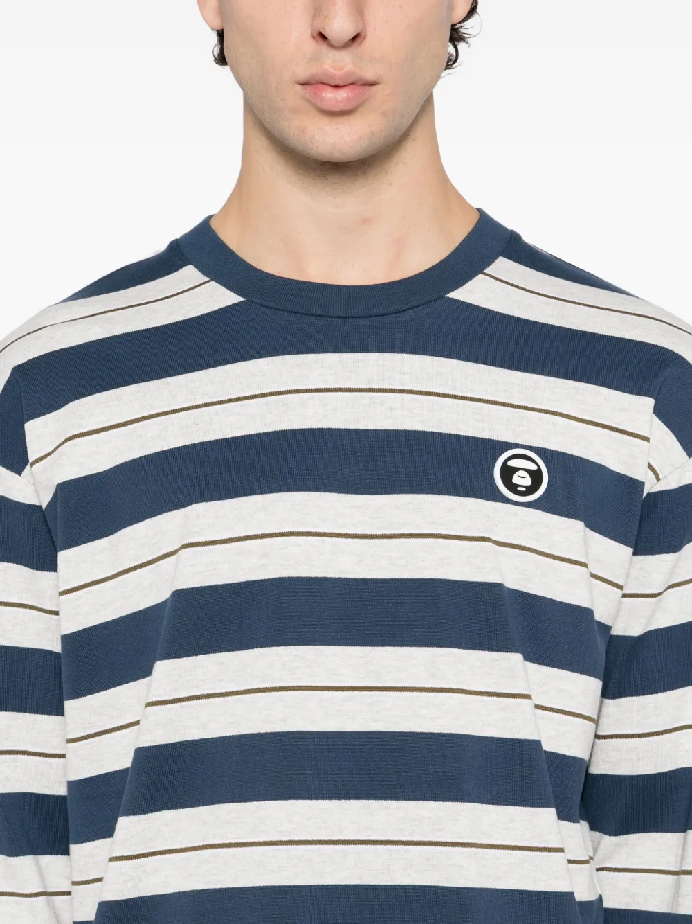 Aape By A Bathing Ape Logo Striped T-shirt In Blue