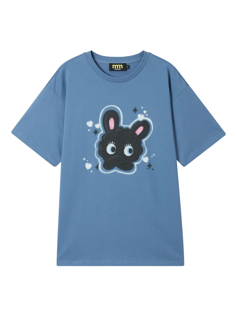 Mini Cream Bunny-print Cotton T-shirt In Blue