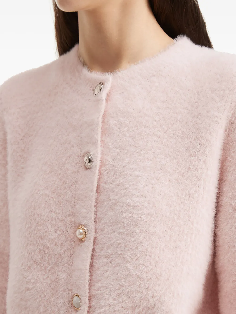 B+ab Embellished-button Cardigan In Pink