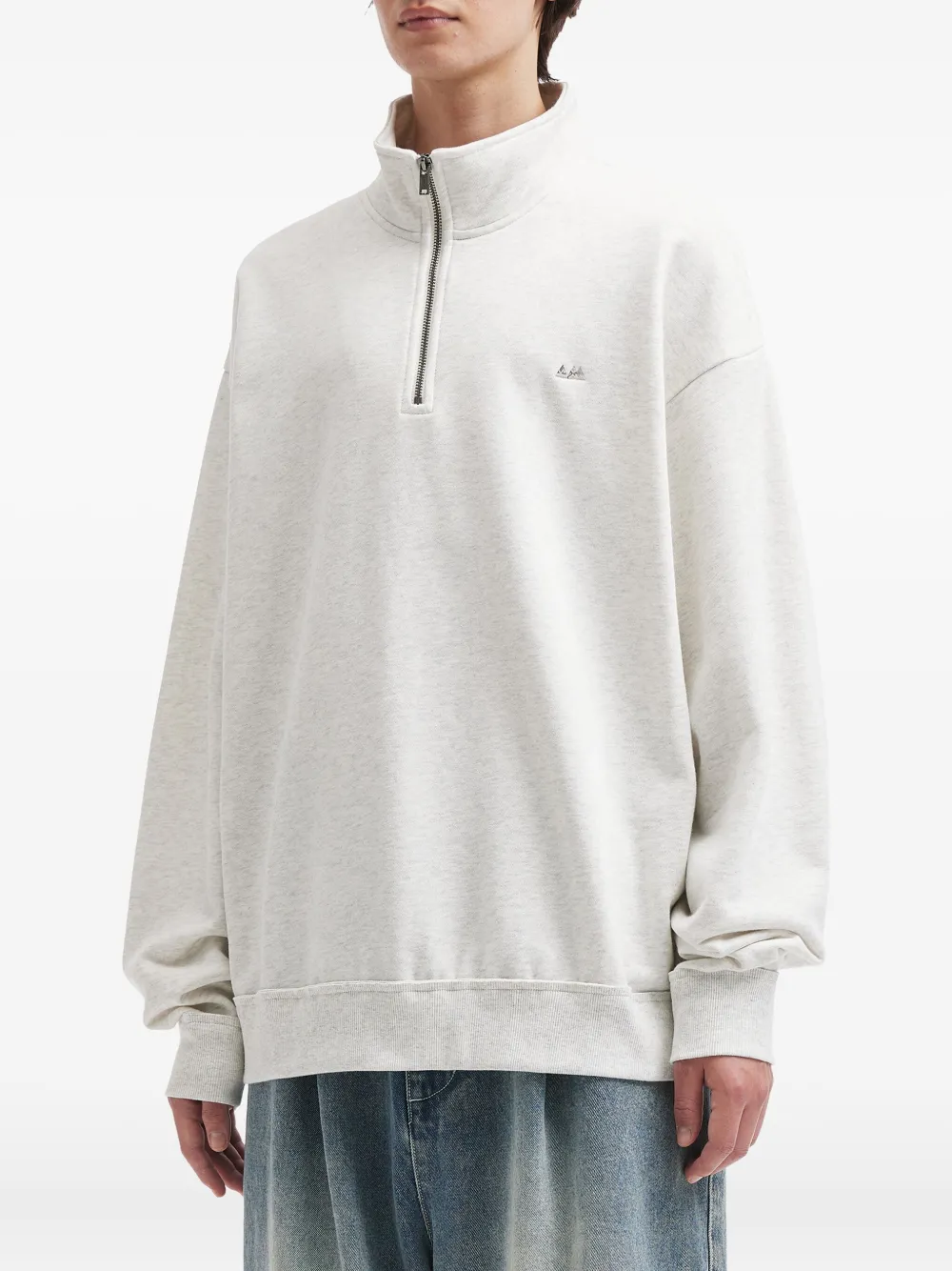 Aftermaths Half-zip Cotton Sweatshirt In White