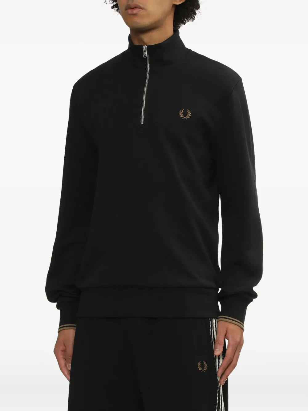 Fred Perry Katoenen sweater met halve rits Zwart