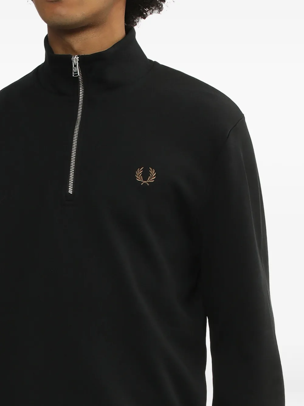 Fred Perry Katoenen sweater met halve rits Zwart