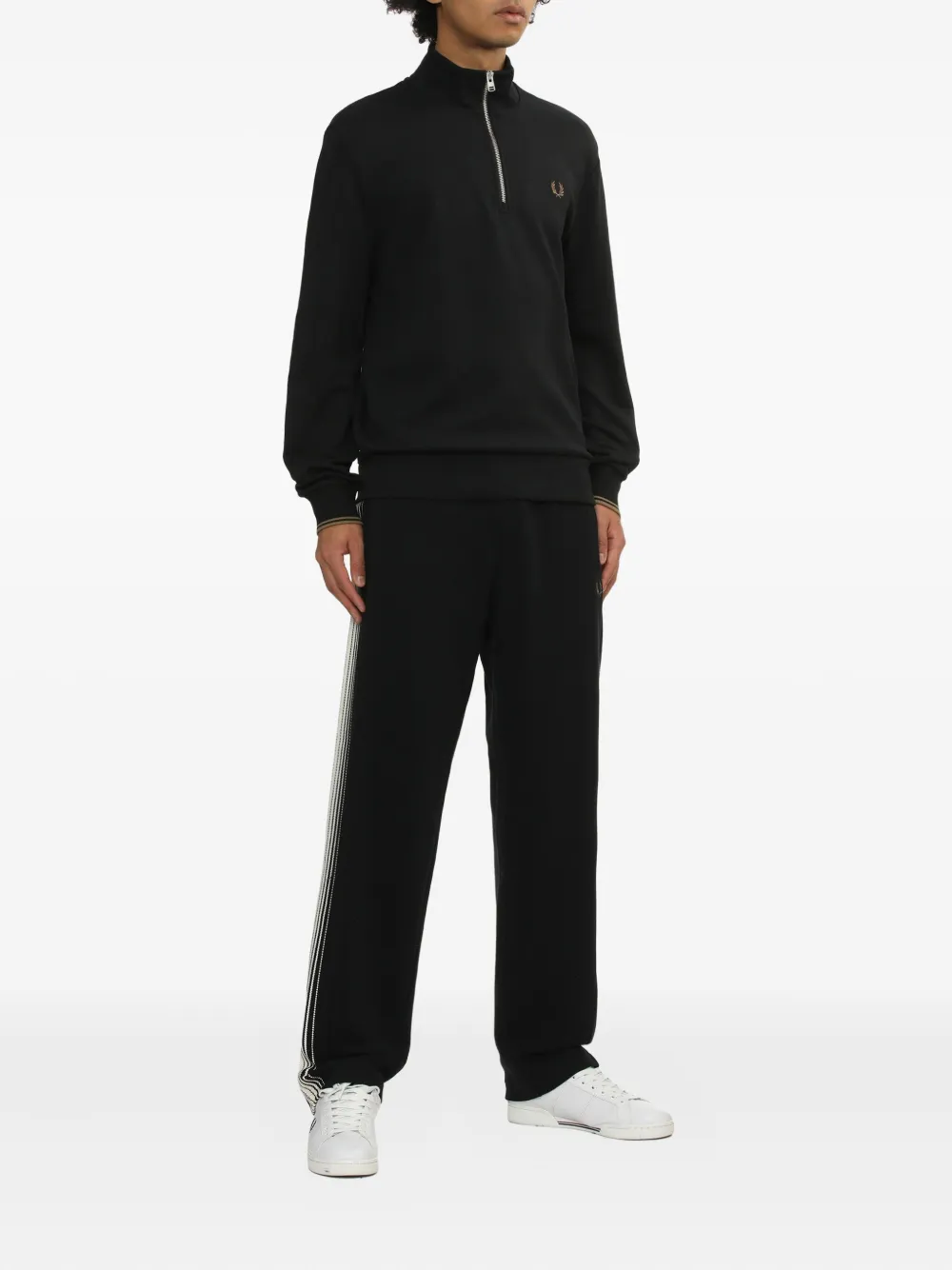 Fred Perry Katoenen sweater met halve rits - Zwart