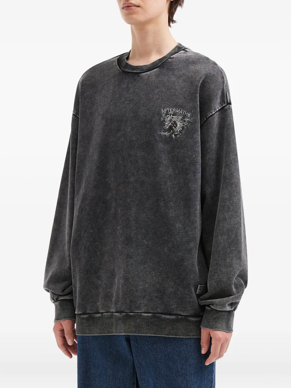  Aftermaths Embroidered Horse-design Sweatshirt - Black 