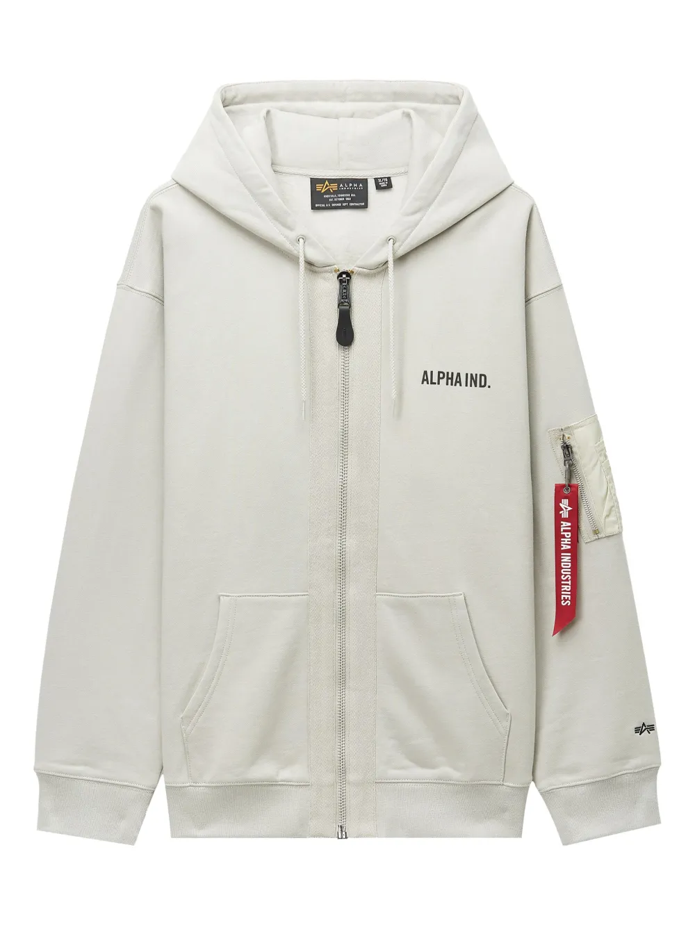 Alpha Industries zip-up pocket-detail hooded jacket | White | Image 1