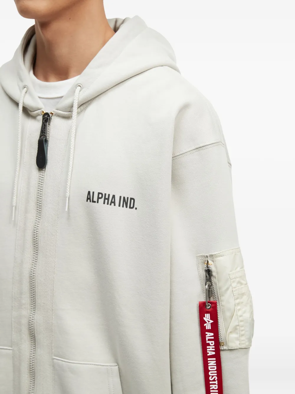 Alpha Industries Jack met capuchon zakdetail en rits Wit