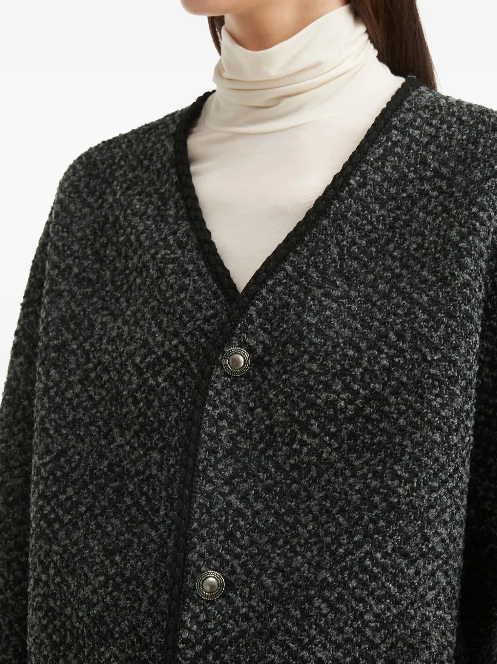 B+ab Bouclé Buttoned Jacket In Black
