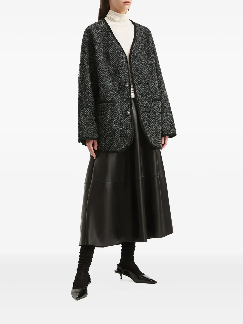 B+ab Bouclé Buttoned Jacket In Black