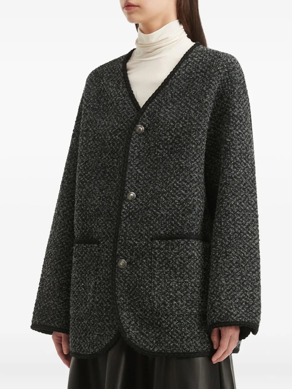 B+ab Bouclé Buttoned Jacket In Black