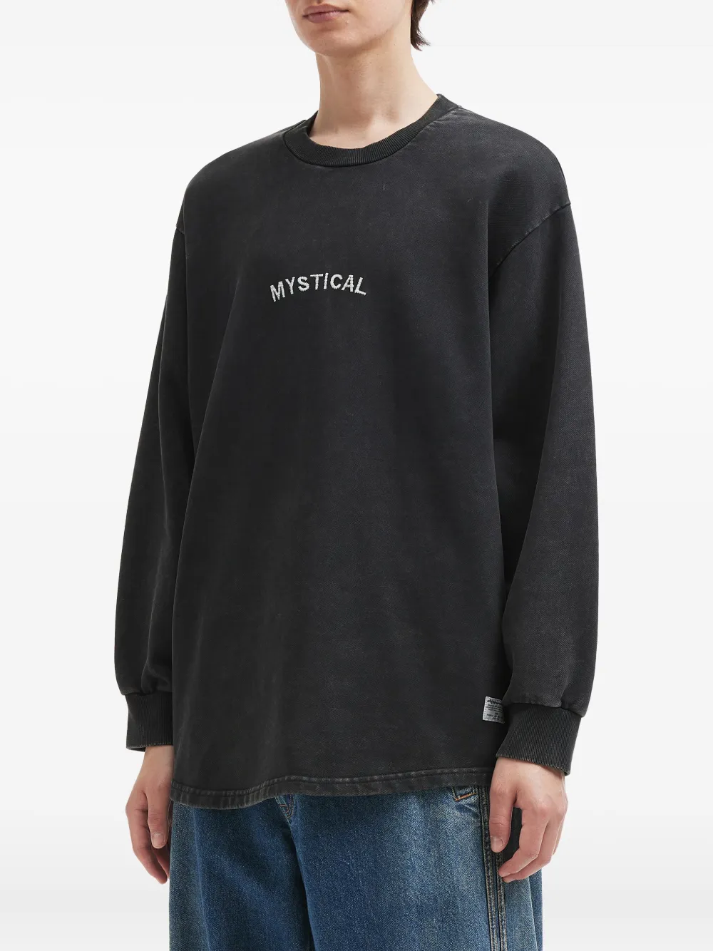  Aftermaths Embroidered Long-sleeve Sweater - Black 