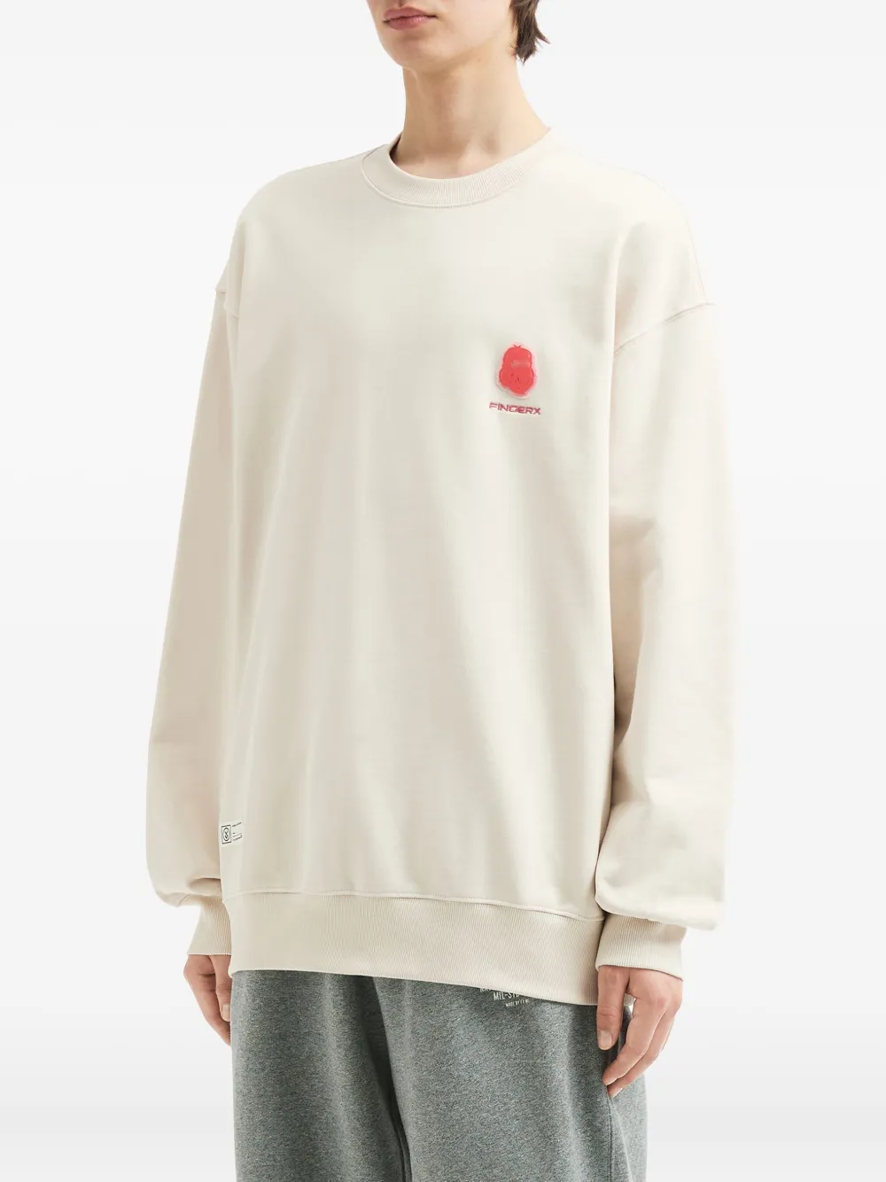 Fingercroxx Graphic-print Crew Neck Sweatshirt In White