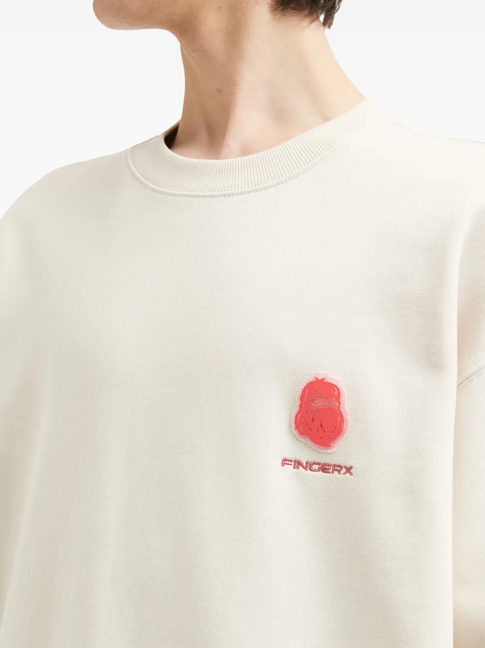Fingercroxx Graphic-print Crew Neck Sweatshirt In White