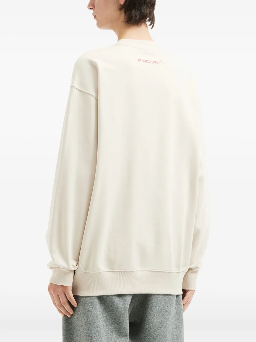 Fingercroxx Graphic-print Crew Neck Sweatshirt In White