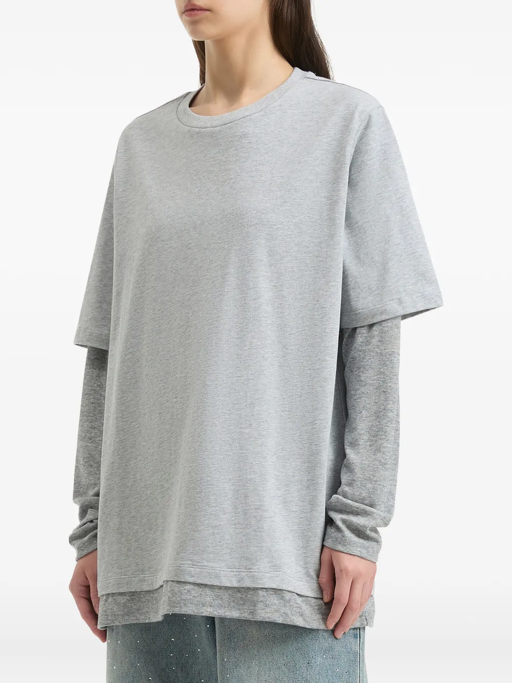 B+ab Layered Cotton T-shirt In Gray