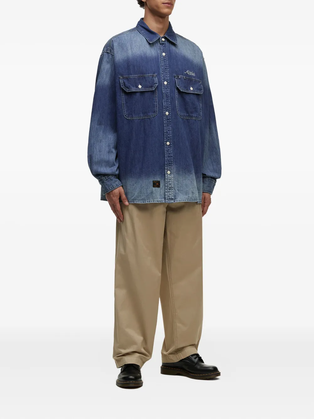 Alpha Industries Denim overhemd met ombré-effect - Blauw
