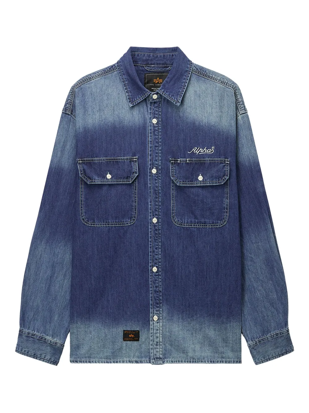Alpha Industries ombre-effect denim shirt | Blue | Image 1