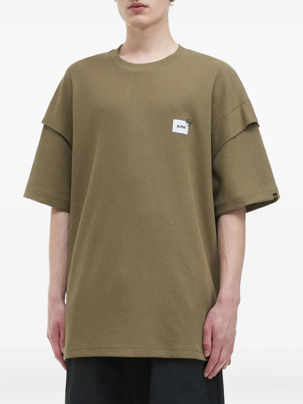 Alpha Industries Double-layered Waffle-knit T-shirt In Animal Print