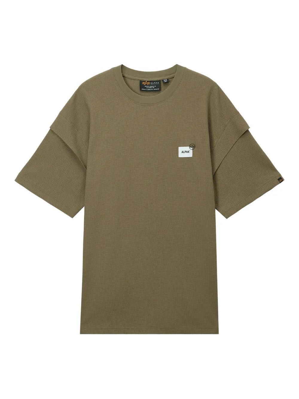 Alpha Industries double-layered waffle-knit T-shirt | Neutrals | Image 1