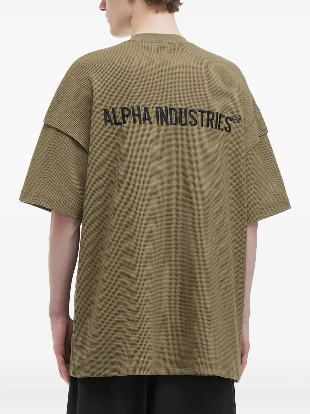 Alpha Industries Double-layered Waffle-knit T-shirt In Animal Print
