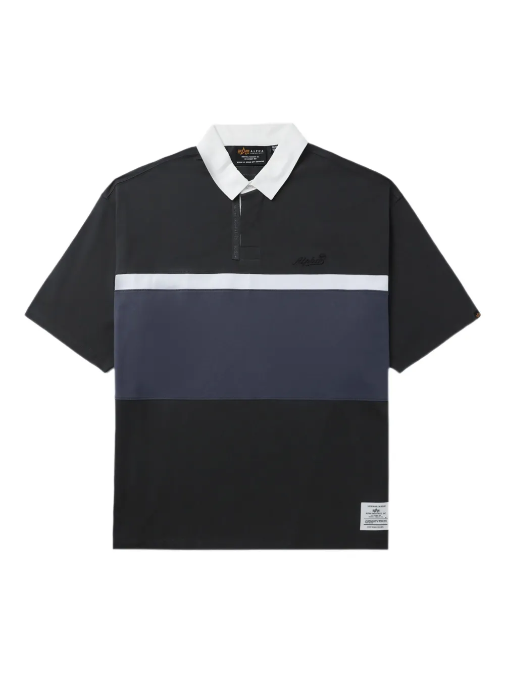 Alpha Industries striped polo shirt | Grey | Image 1