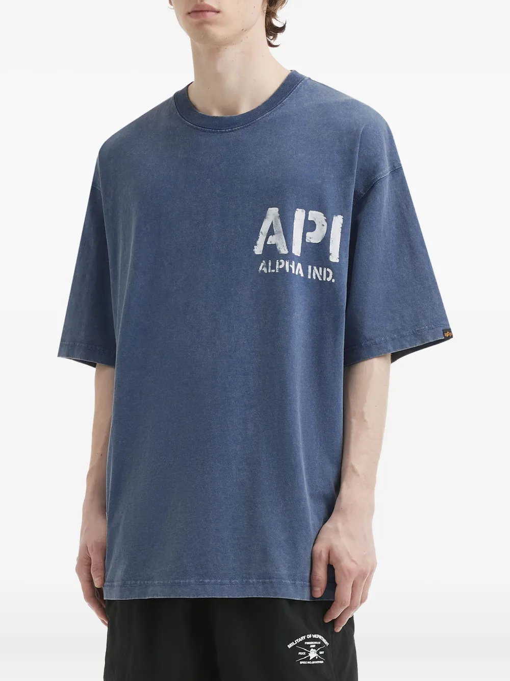 Alpha Industries Logo-print Cotton T-shirt In Blue