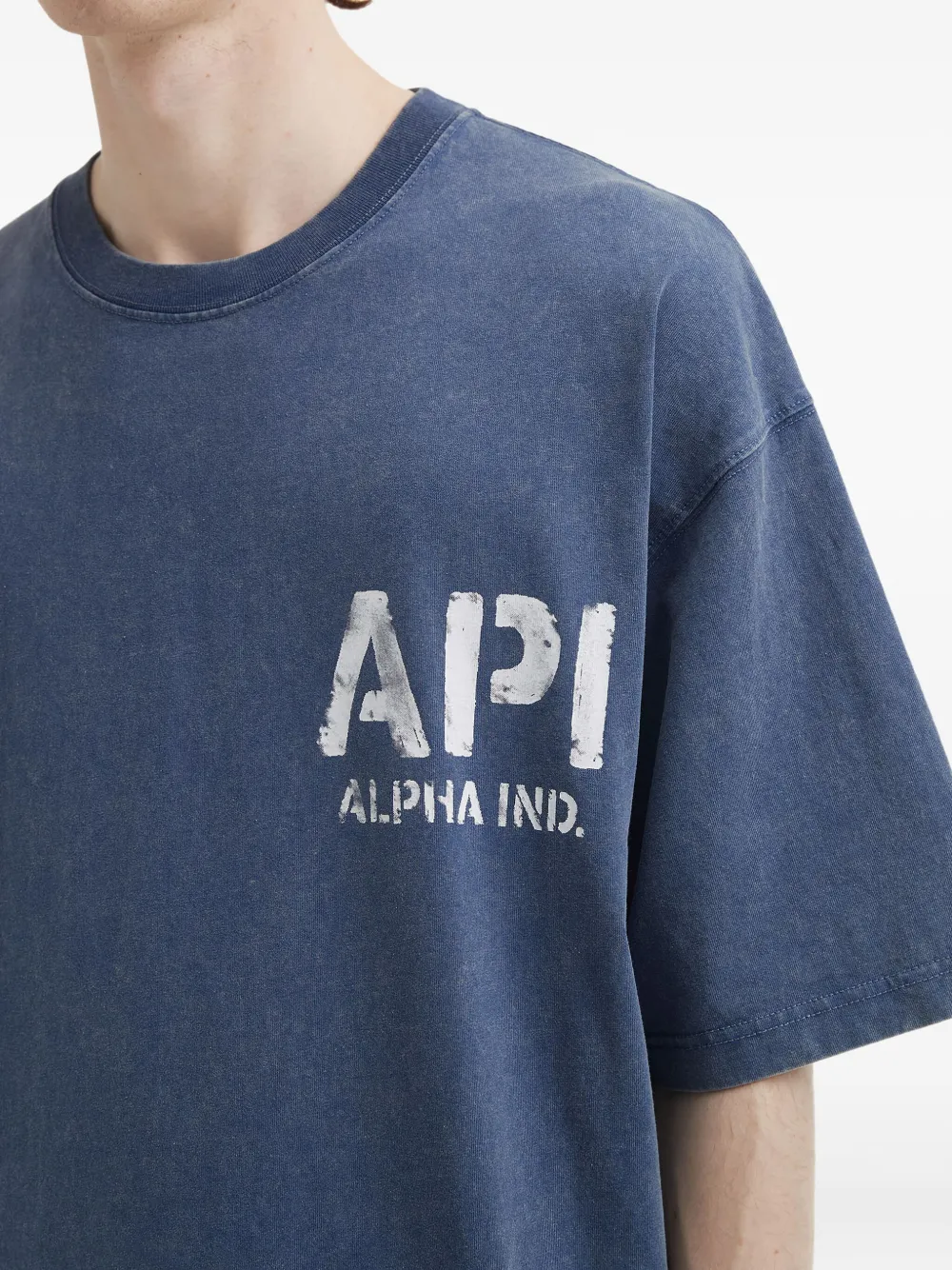 Alpha Industries Logo-print Cotton T-shirt In Blue