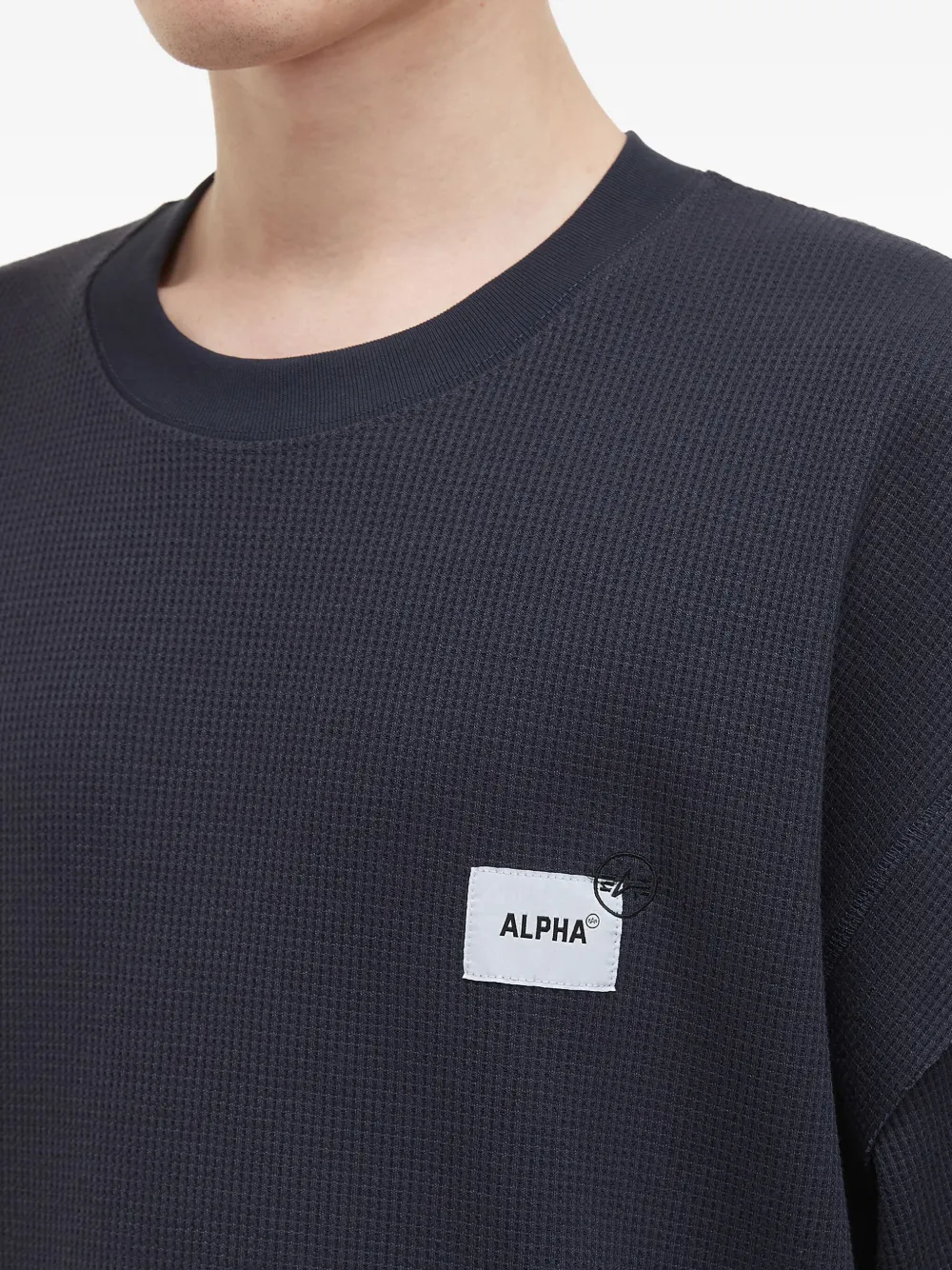 Alpha Industries Double-layered Waffle-knit T-shirt In Black
