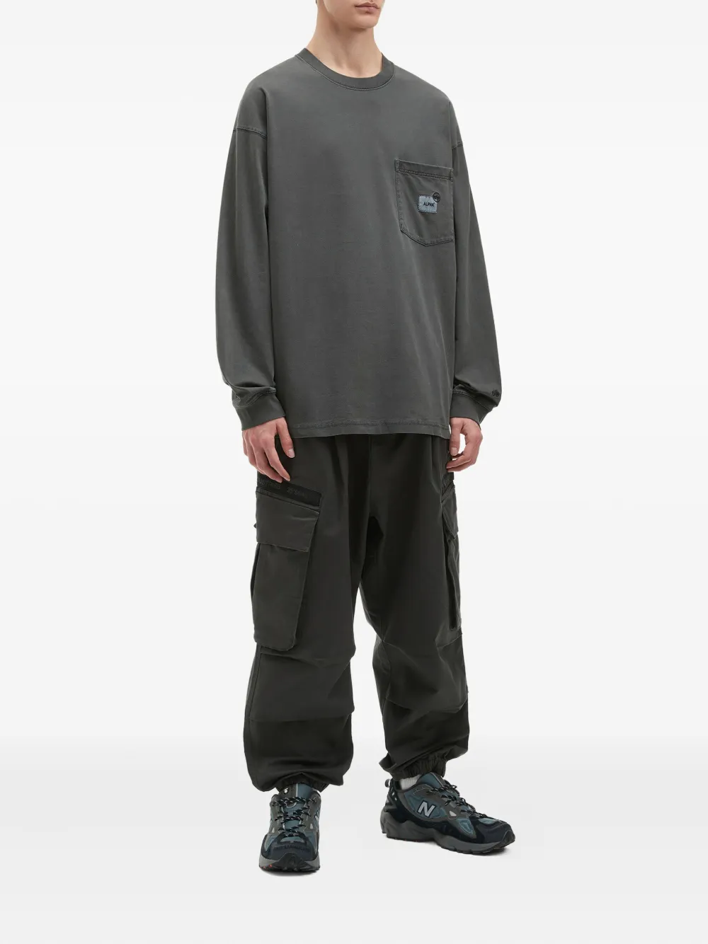 Alpha Industries T-shirt met lange mouwen en zakdetail - Grijs