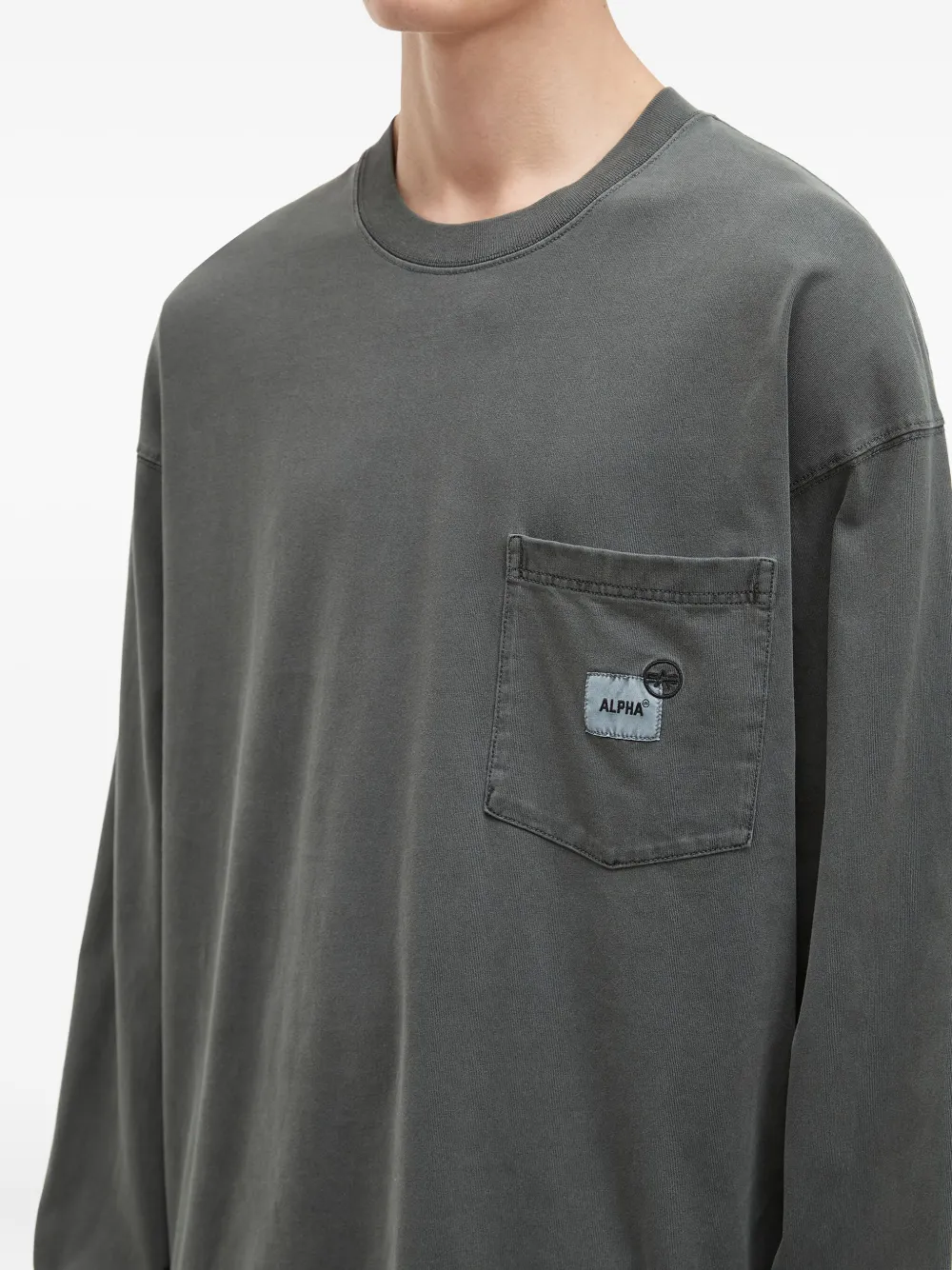 Alpha Industries Pocket-detail Long-sleeve T-shirt In Gray