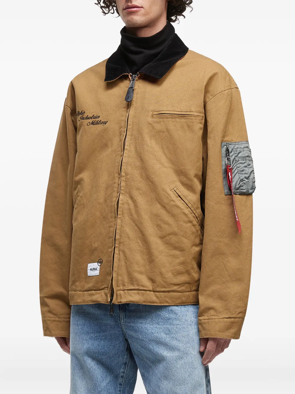 Alpha Industries Embroidered Sleeve Pocket Jacket In Green
