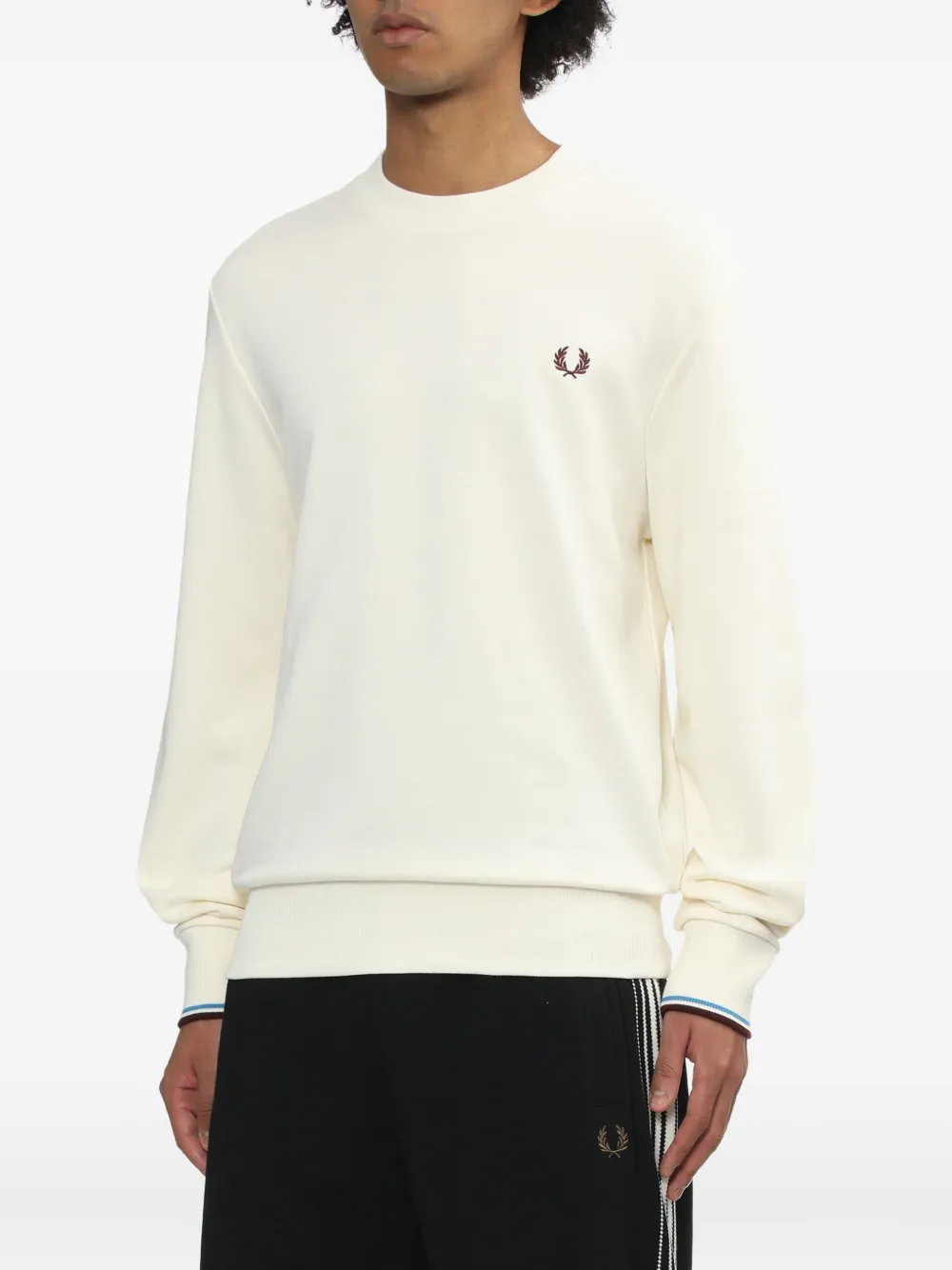 Fred Perry Embroidered Sweatshirt In Neutral