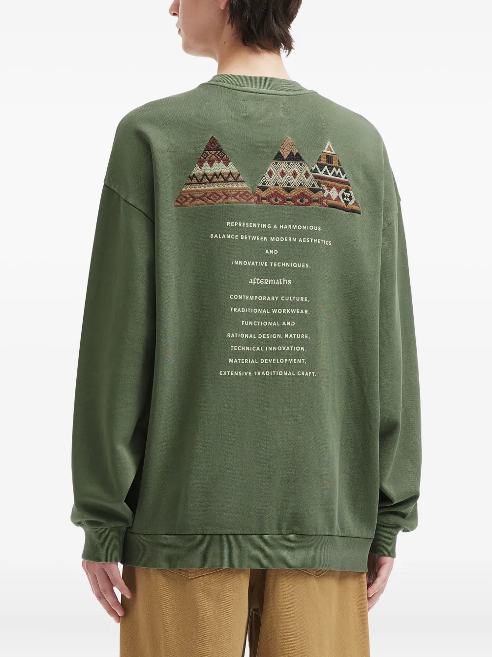 Aftermaths Embroidered Triangle-pattern Sweatshirt In Green