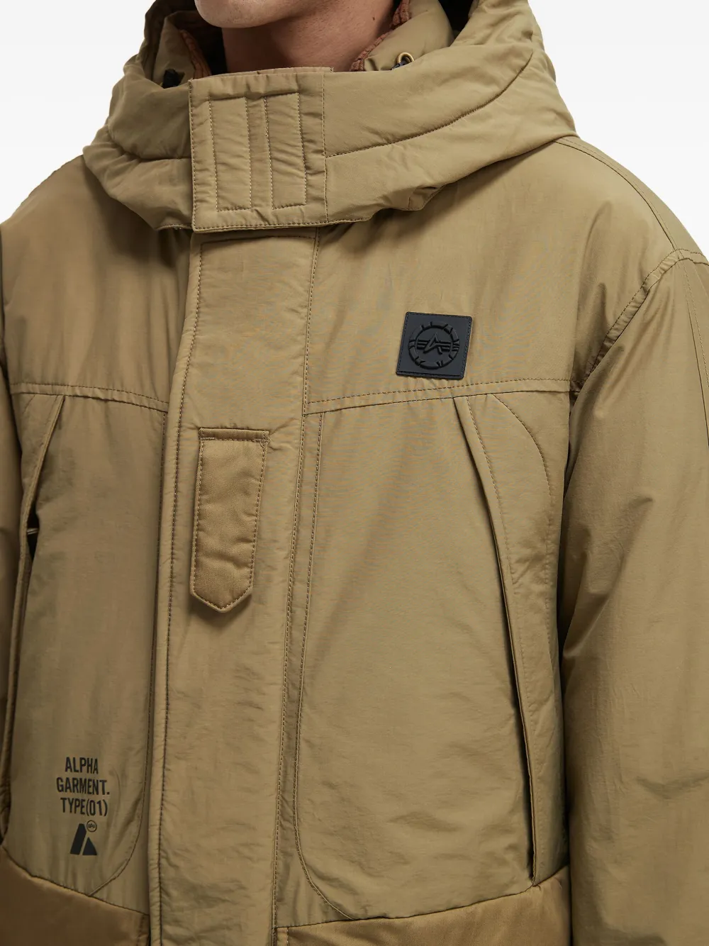 Alpha Industries Hooded Flap-pocket Jacket In Brown