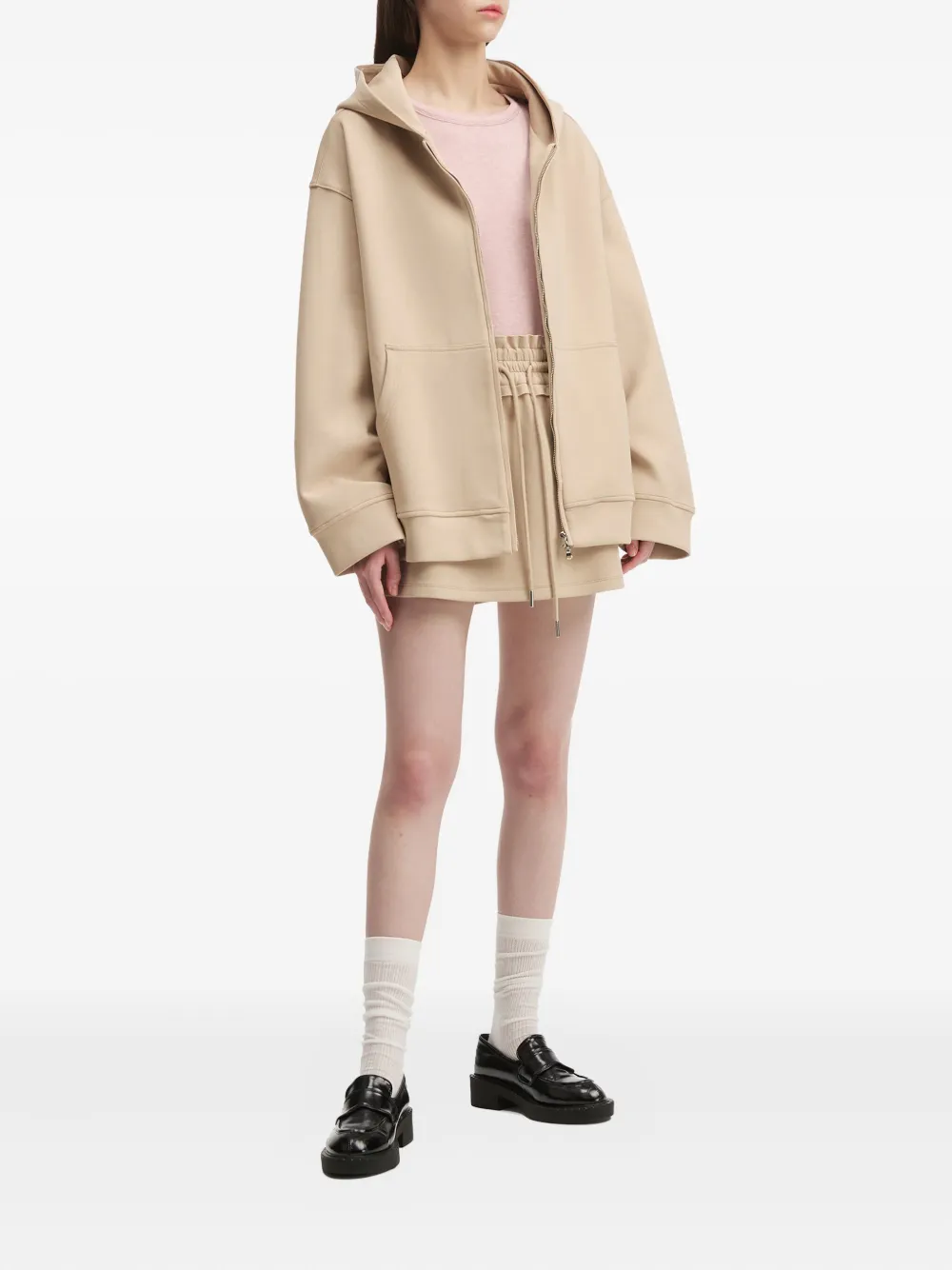 B+ab Mini-rok met ruches - Beige